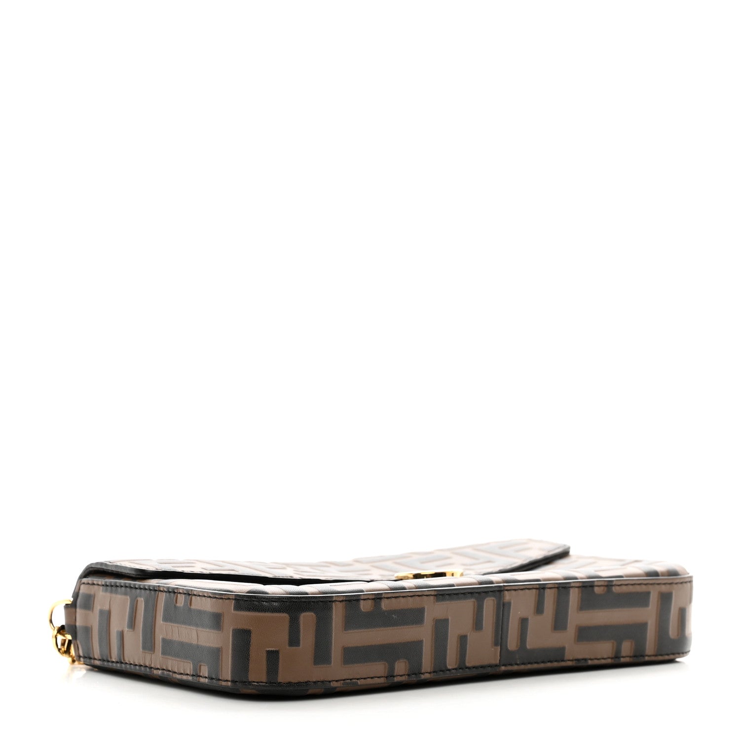 Fendi Vitello Soft F is Fendi Bi-Color FF 1974 Embossed Envelope Wallet On Chain with Pouches Maya Black 5 of 12