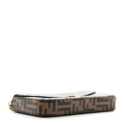 Fendi Vitello Soft F is Fendi Bi-Color FF 1974 Embossed Envelope Wallet On Chain with Pouches Maya Black 5 of 12