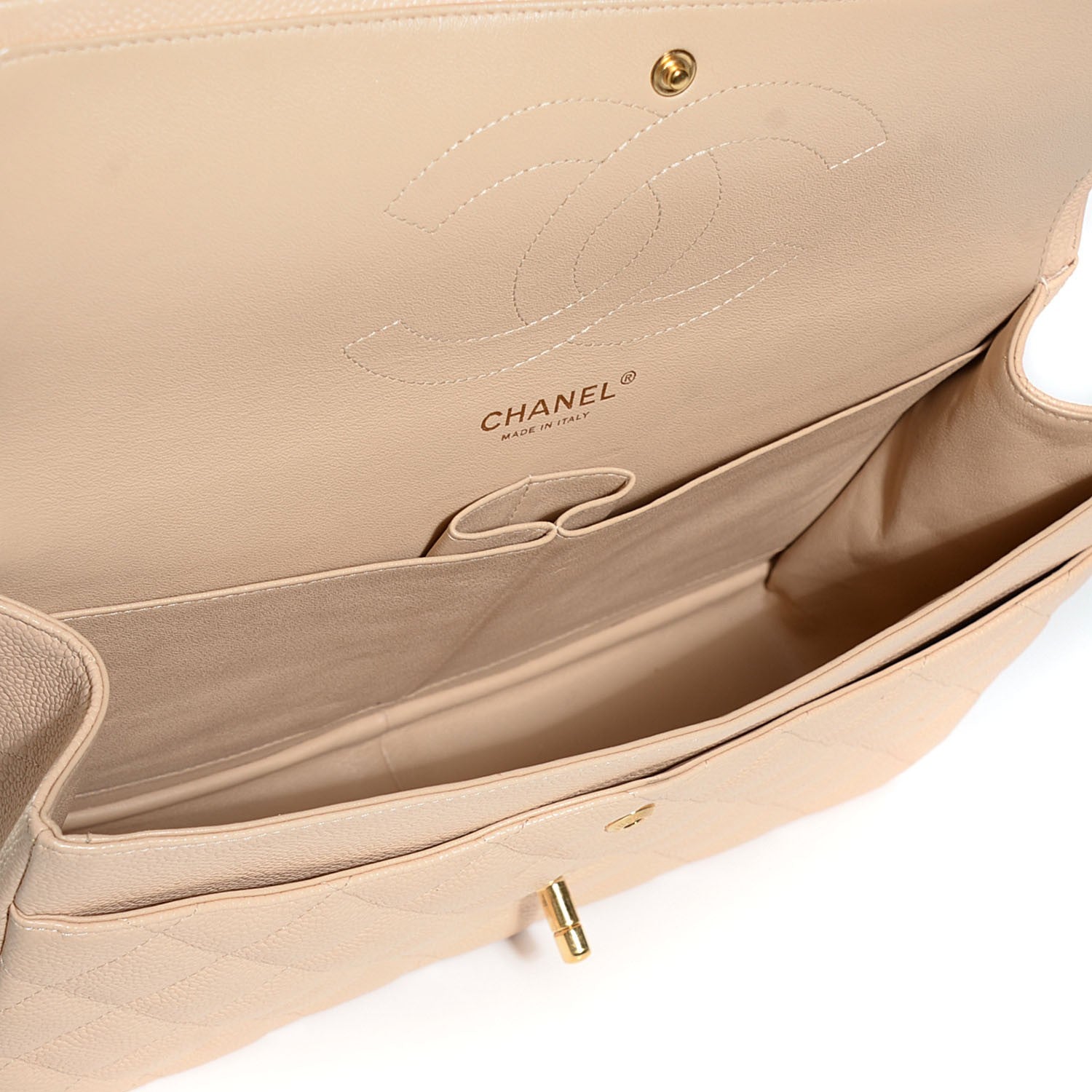 Chanel Caviar Quilted Jumbo Double Flap Beige Clair 6 of 9