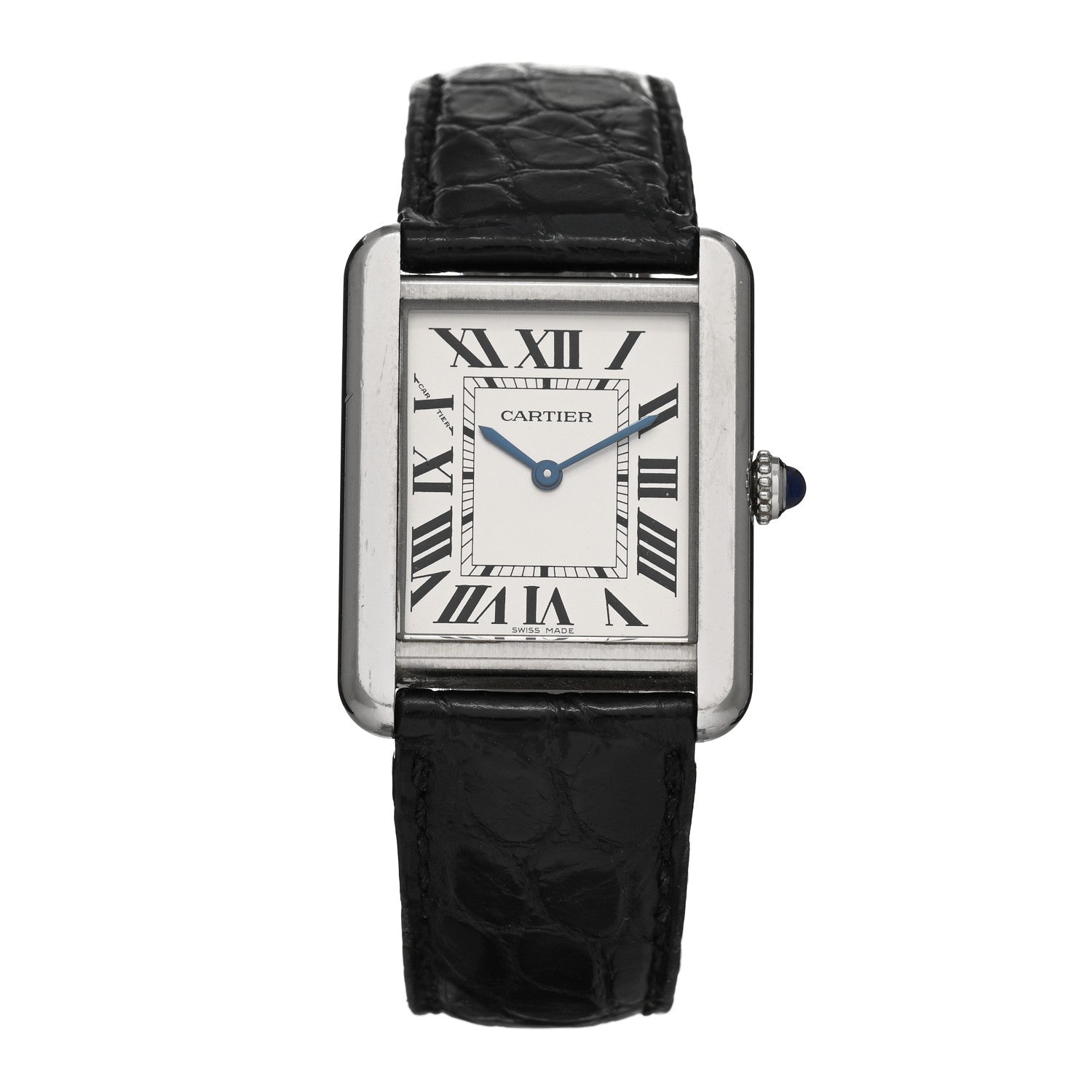 Cartier Stainless Steel Alligator 24mm Tank Solo Quartz Watch 1 of 5