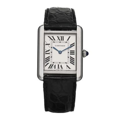 Cartier Stainless Steel Alligator 24mm Tank Solo Quartz Watch 1 of 5