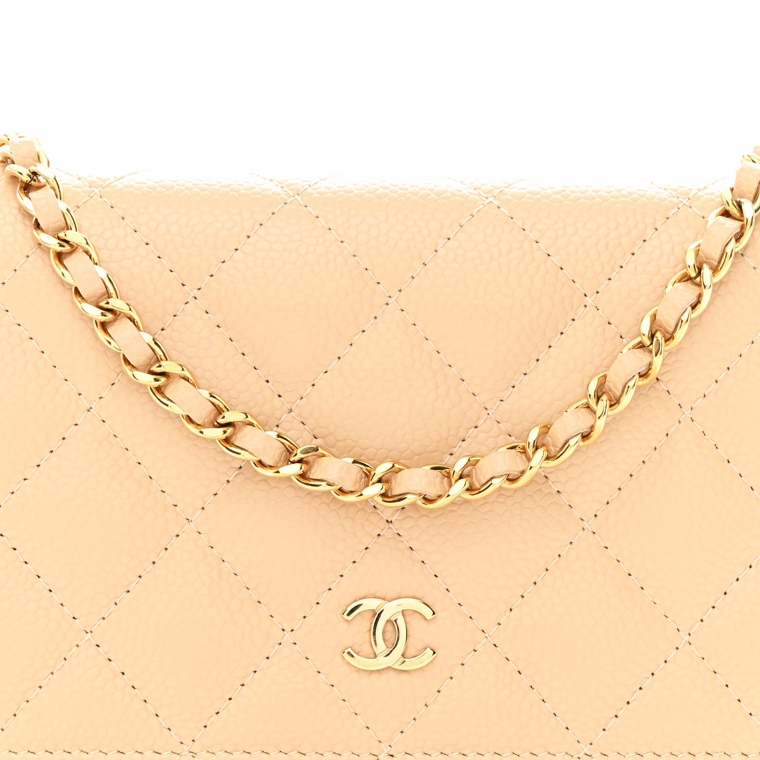 Chanel Caviar Quilted Wallet on Chain WOC Beige 16 of 21