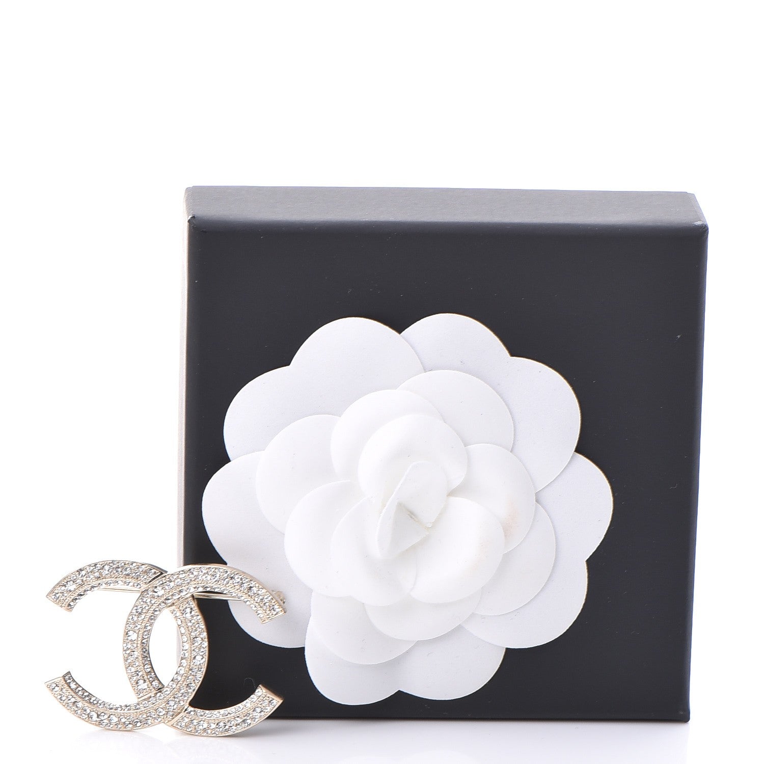 Chanel Crystal CC Brooch Light Gold 5 of 5