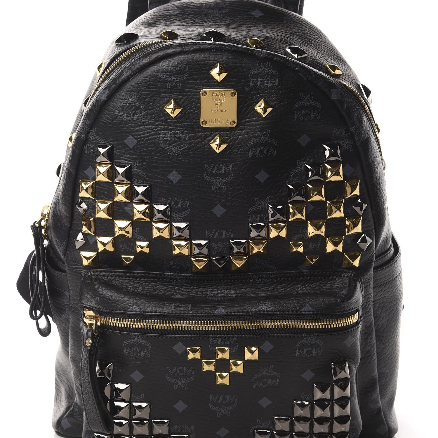 MCM Visetos Studded Medium Stark M Backpack Black 7 of 11