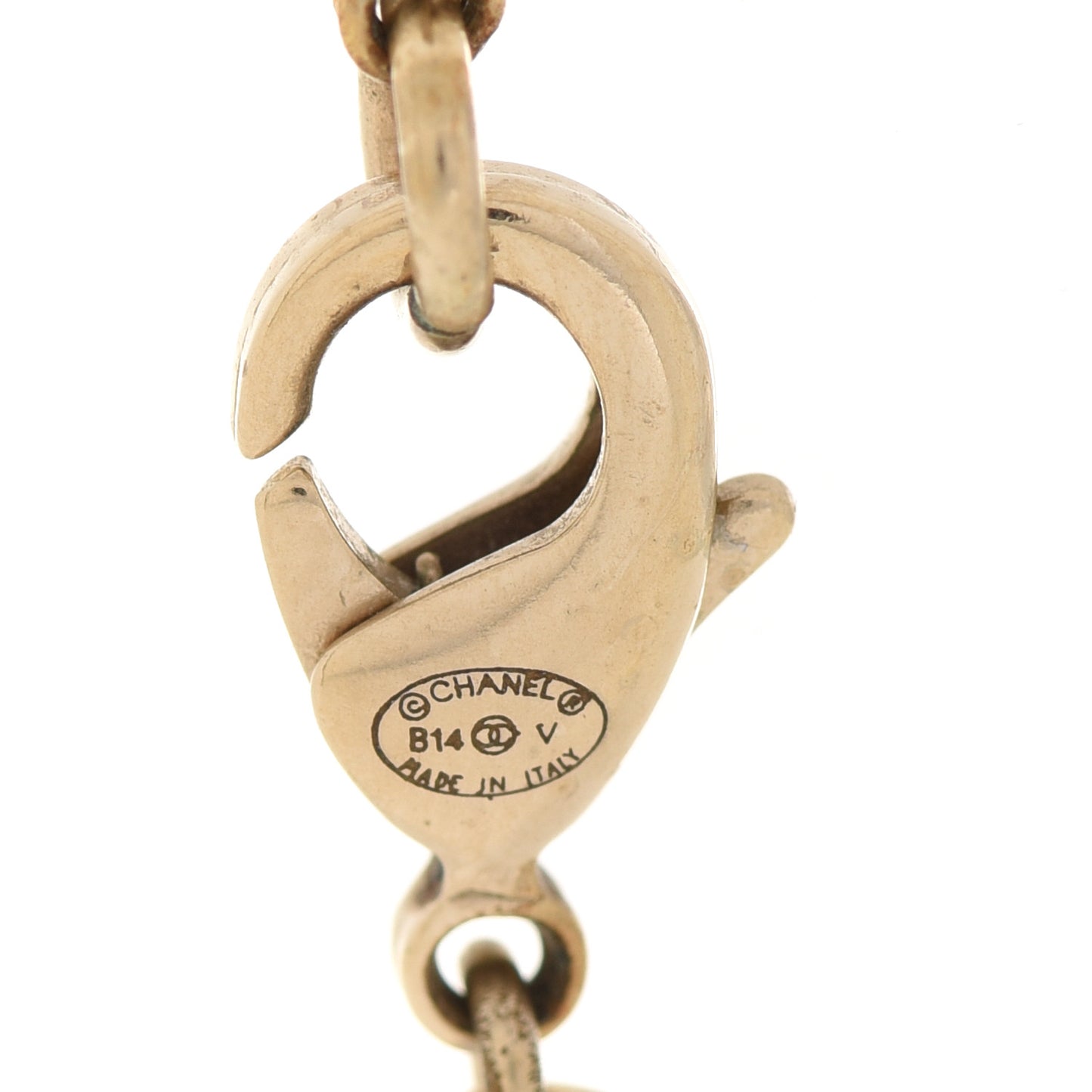 Enamel Pearl CC Baroque Drop Necklace Black Gold