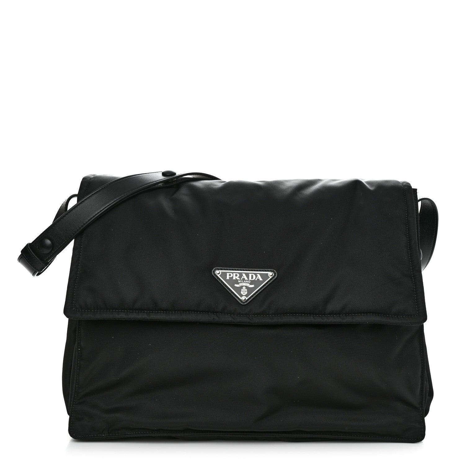 Prada Re-Nylon Vitello Padded Large Flap Shoulder Bag Black 1 of 12