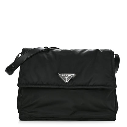 Prada Re-Nylon Vitello Padded Large Flap Shoulder Bag Black 1 of 12
