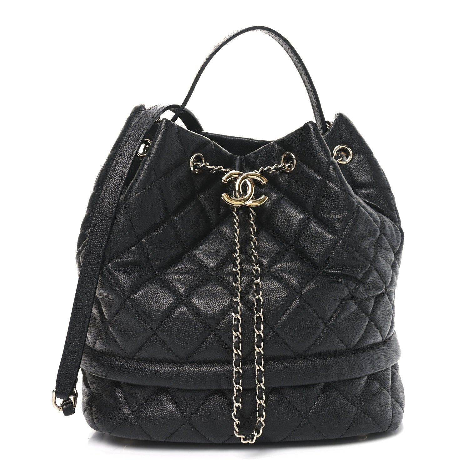 Chanel Caviar Quilted Large Rolled Up Bucket Drawstring Bag Black 1 of 10