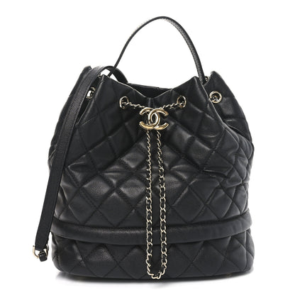 Chanel Caviar Quilted Large Rolled Up Bucket Drawstring Bag Black 1 of 10