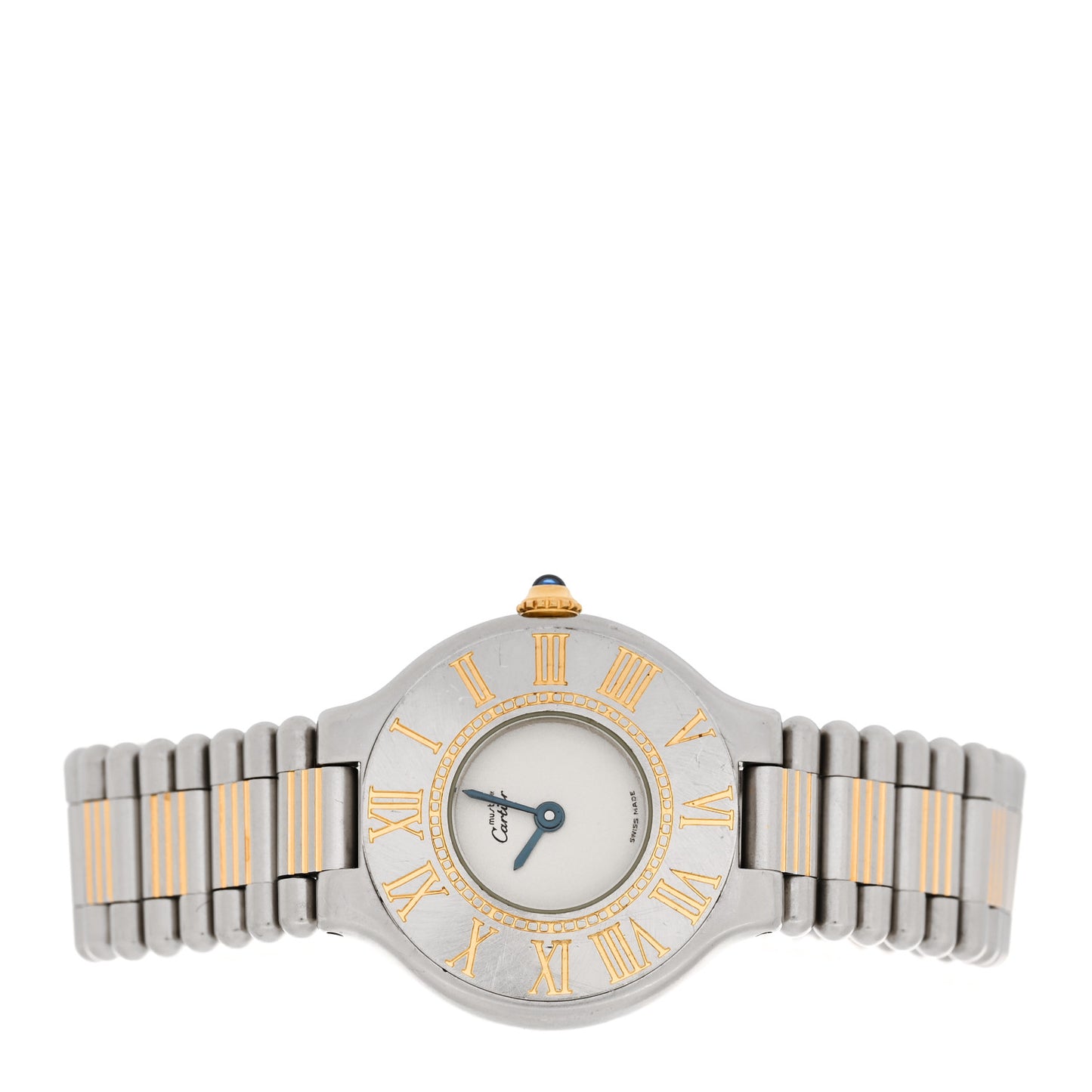 Stainless Steel 18K Yellow Gold 28mm Must De 21 Bullet Link Quartz Watch