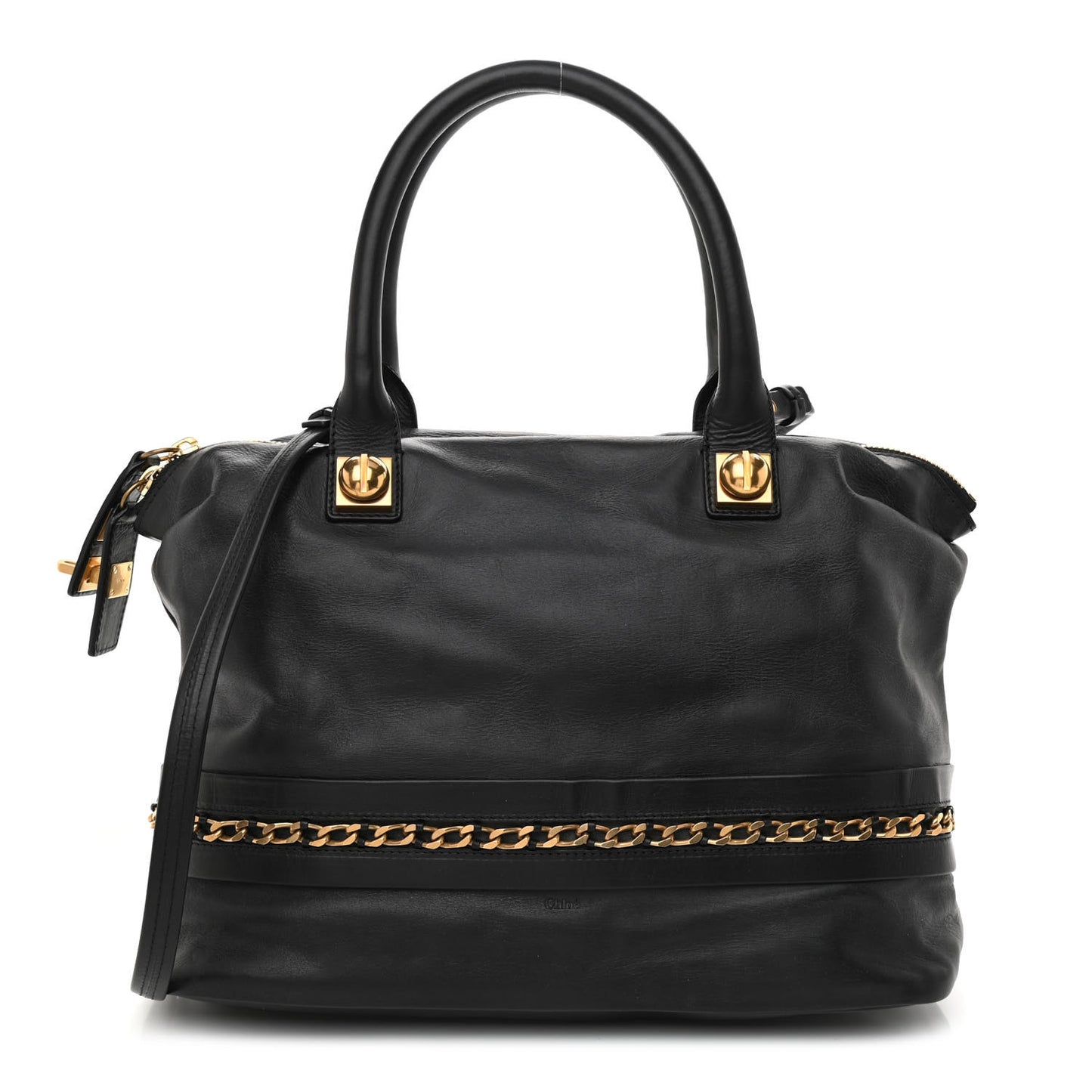 Calfskin Kira Convertible Bowler Bag Black