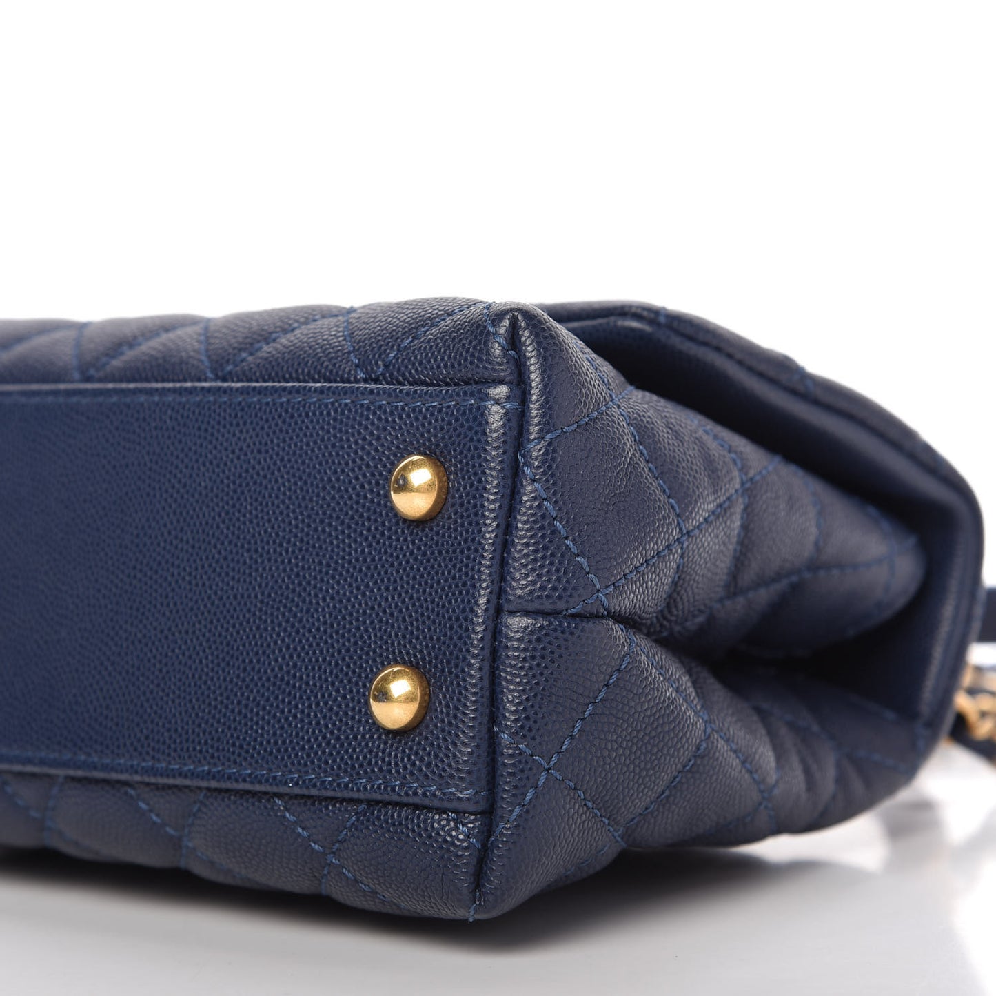 Caviar Lizard Quilted Mini Coco Handle Flap Blue