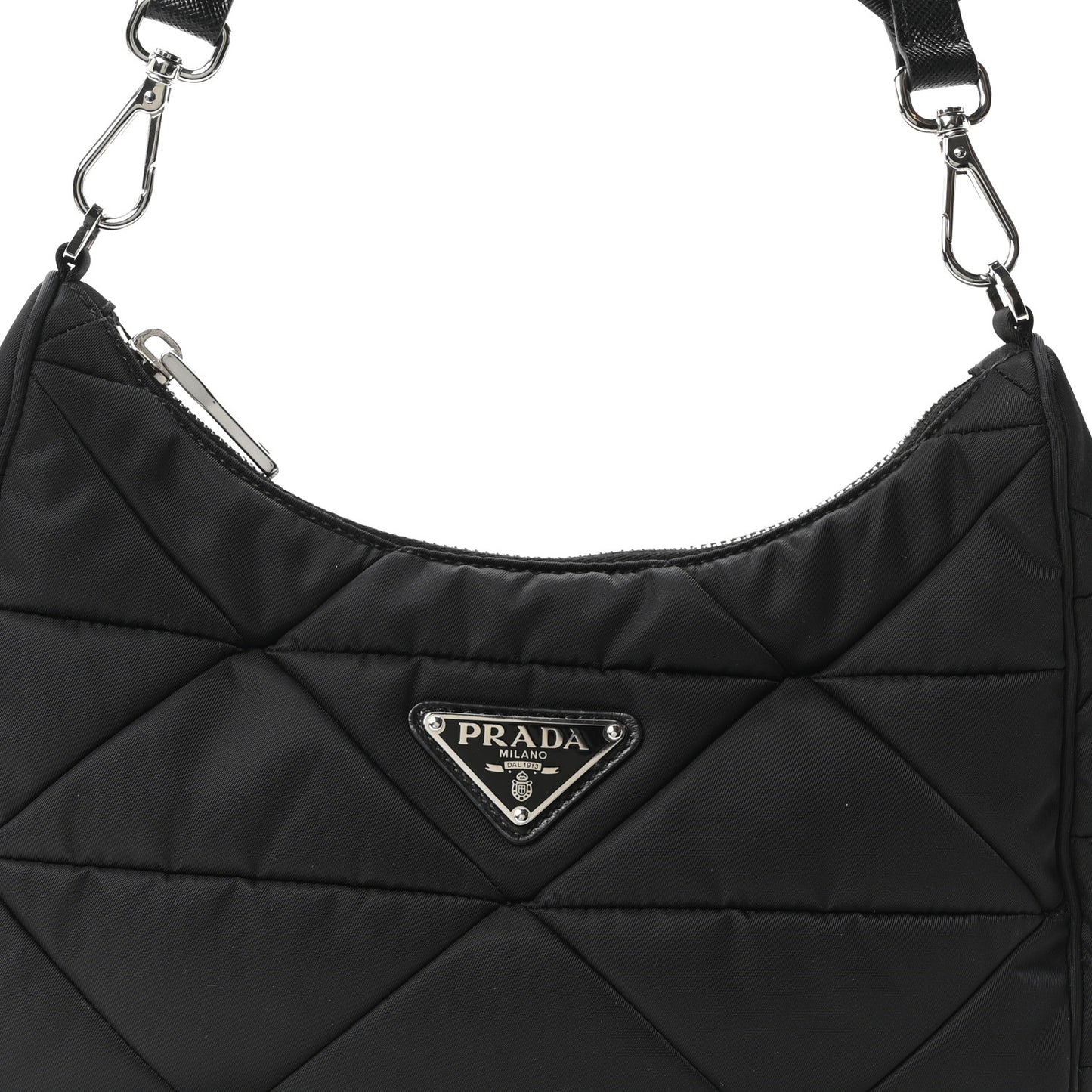 Re-Nylon Triangle Padded Patchwork Shoulder Bag Black