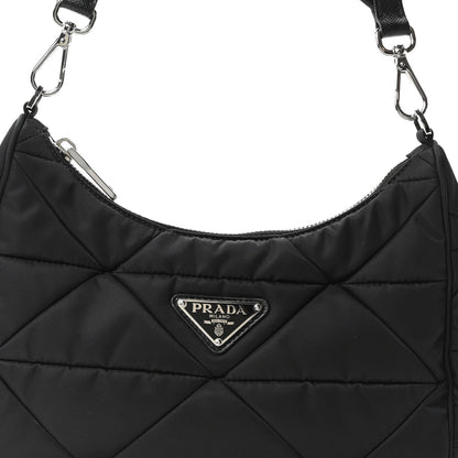 Prada Re-Nylon Triangle Padded Patchwork Shoulder Bag Black 8 of 10