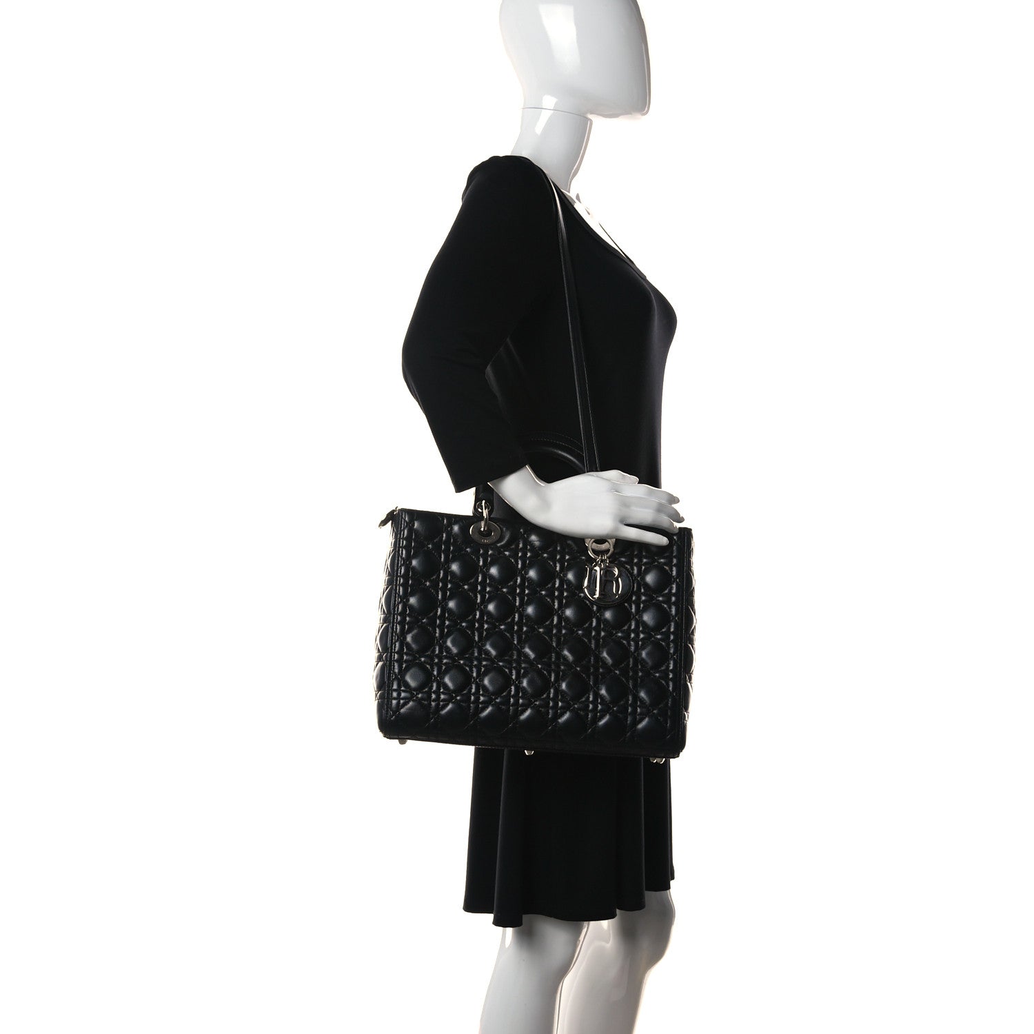 Christian Dior Lambskin Cannage Large Lady Dior Black 3 of 21