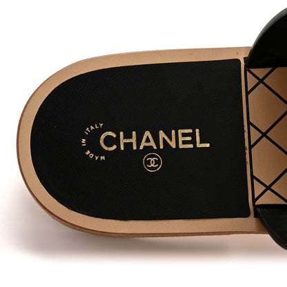 Chanel Calfskin Chain CC Logo Toe Ring Sandals 38.5 Black 8 of 9