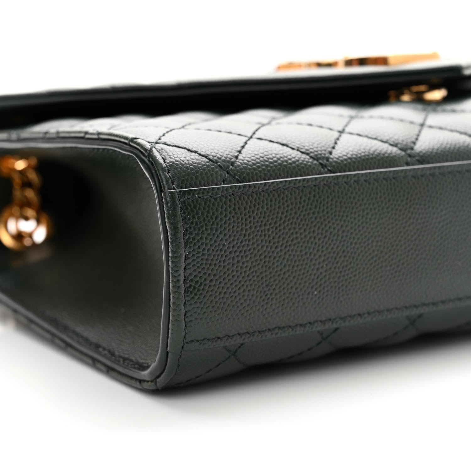 Saint Laurent Grain De Poudre Textured Mixed Matelasse Triquilt Medium Monogram Satchel Army Green 9 of 14