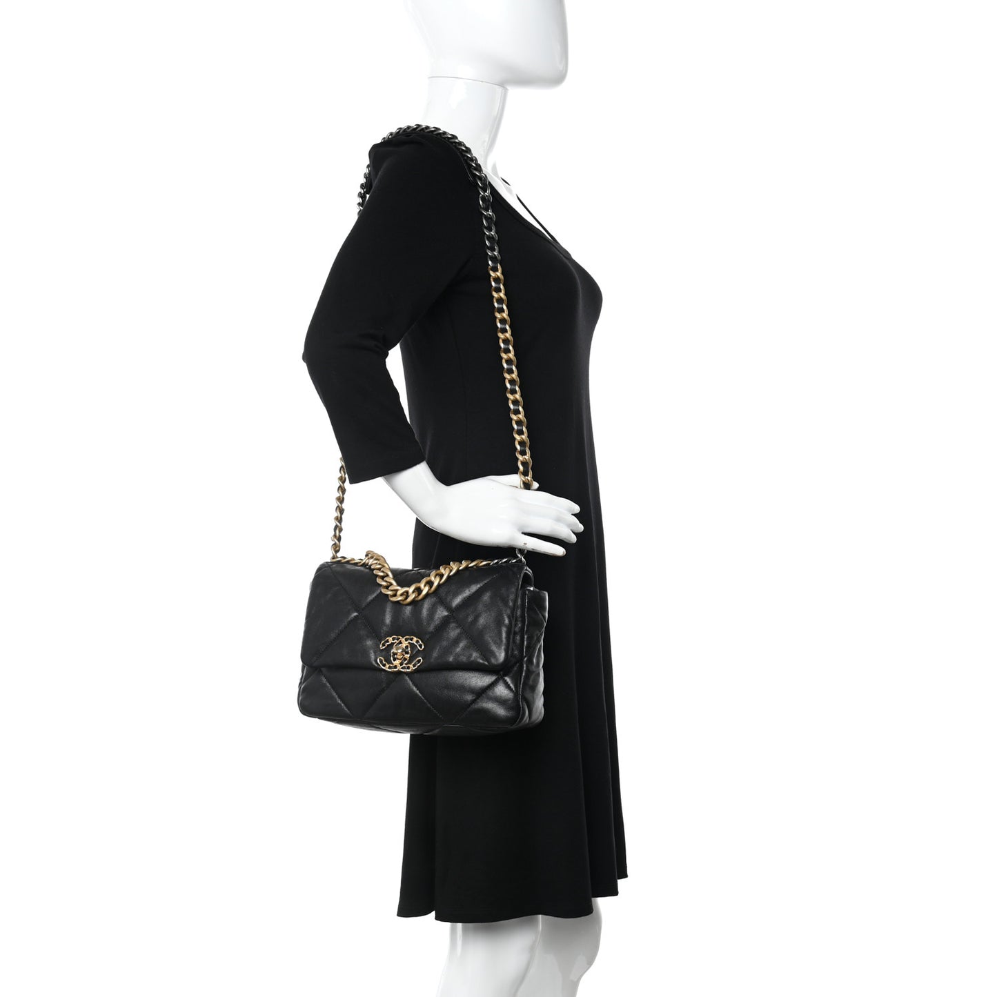 Lambskin Quilted Medium Chanel 19 Flap Black
