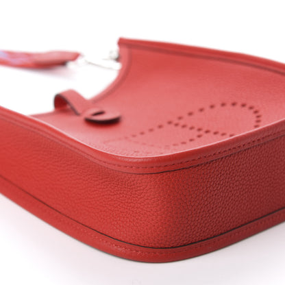 Hermes Taurillon Clemence Evelyne TPM Rouge De Coeur Bleu Du Nord 6 of 11