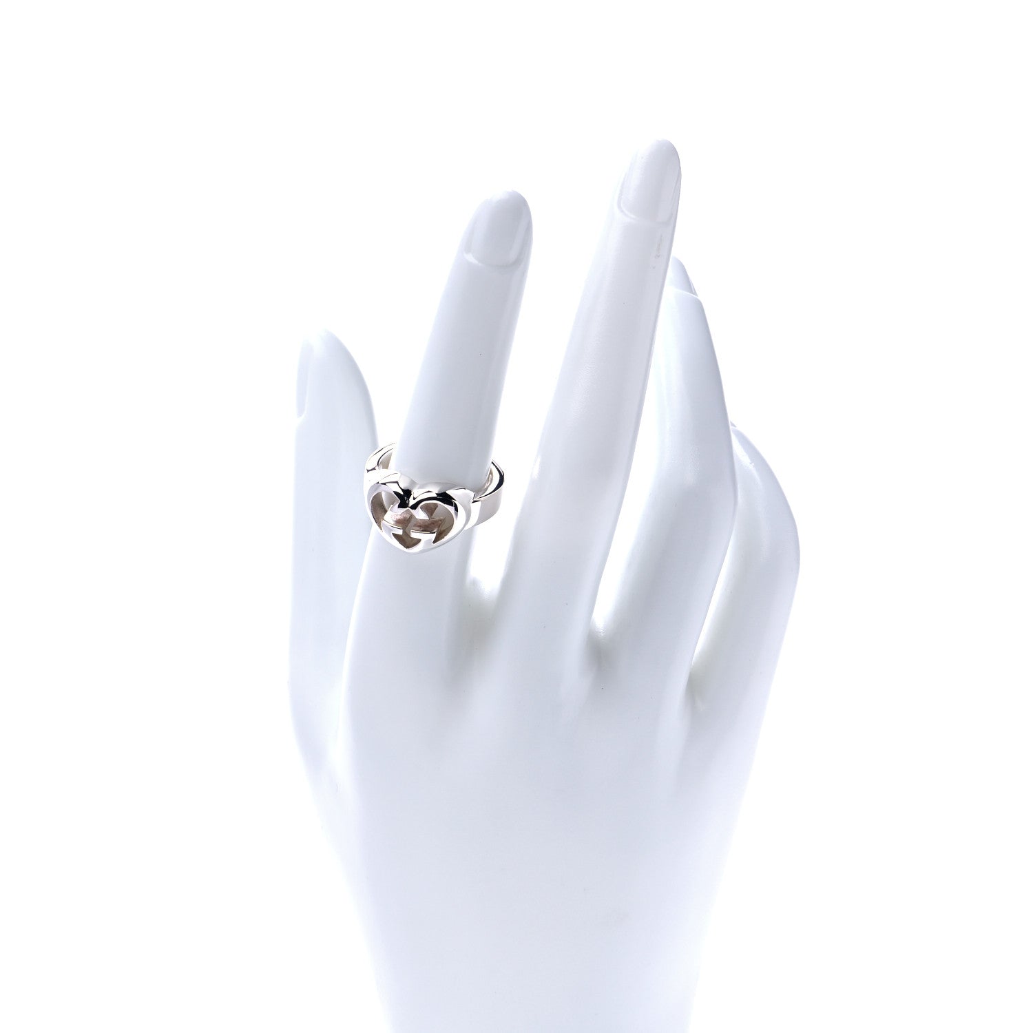 Gucci Sterling Silver Britt Interlocking G Heart Ring 54 7 2 of 8