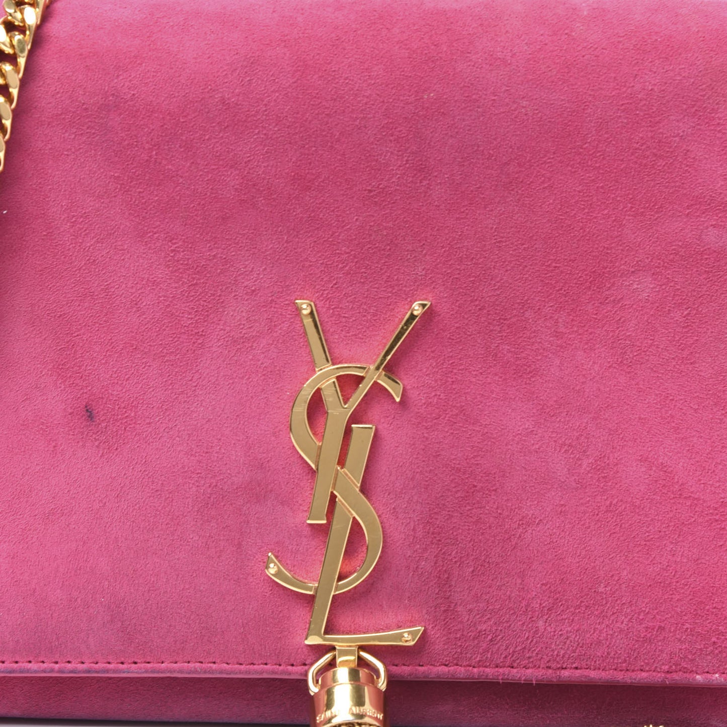 Suede Medium Monogram Kate Tassel Shoulder Bag Lipstick Fuchsia