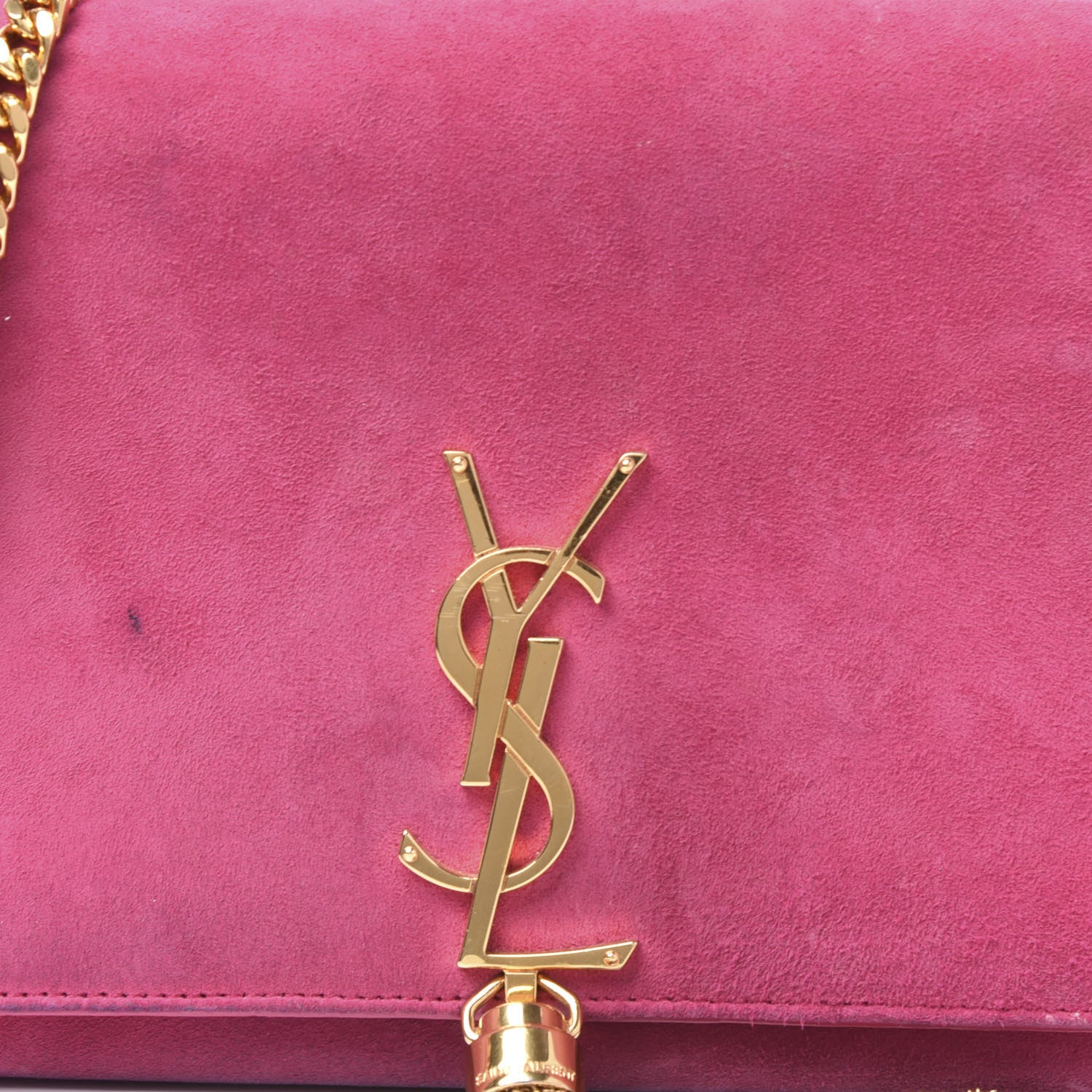 Saint Laurent Suede Medium Monogram Kate Tassel Shoulder Bag Lipstick Fuchsia 11 of 13