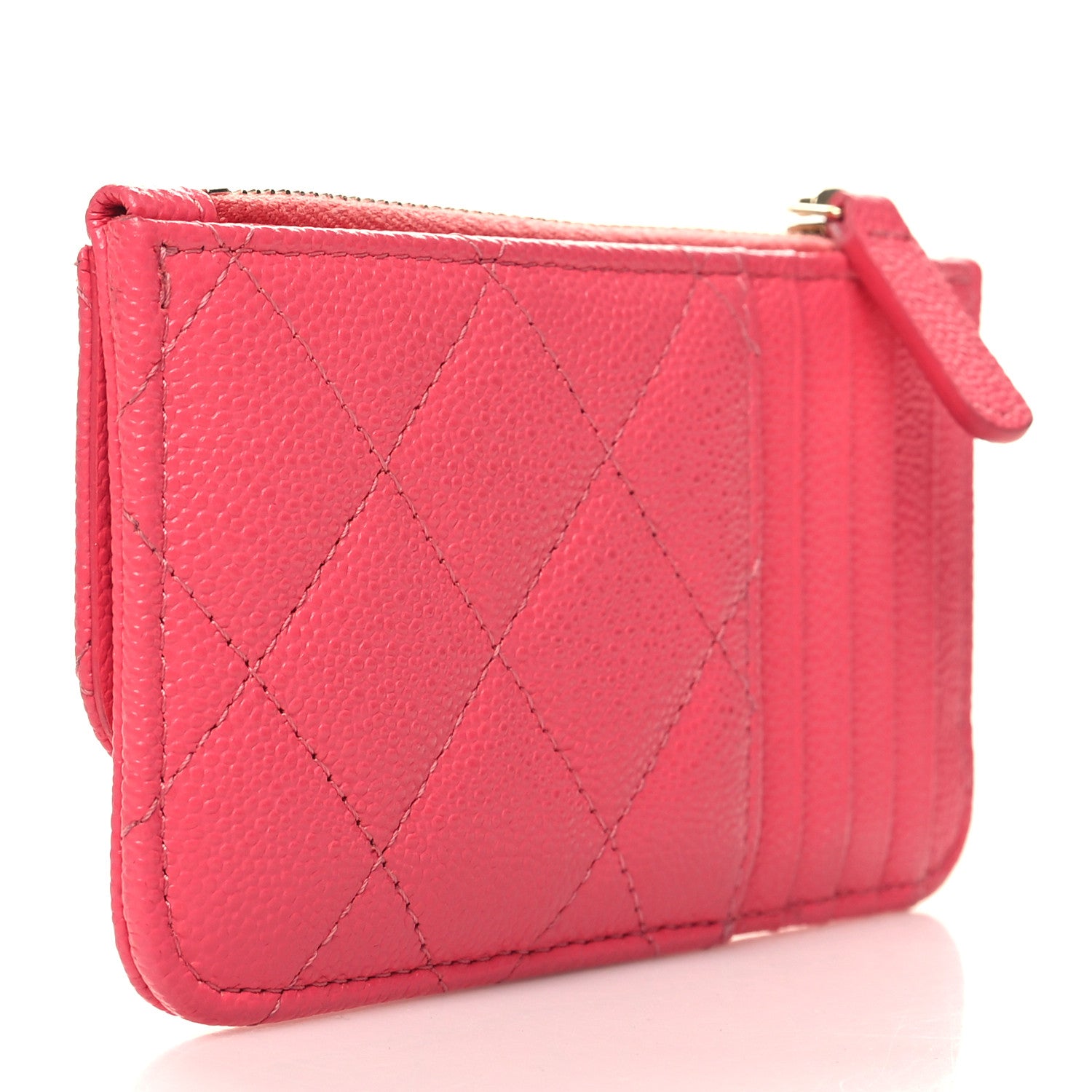 Chanel Caviar Quilted Flap Zip Card Holder Dark Pink 3 of 9