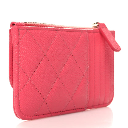 Chanel Caviar Quilted Flap Zip Card Holder Dark Pink 3 of 9