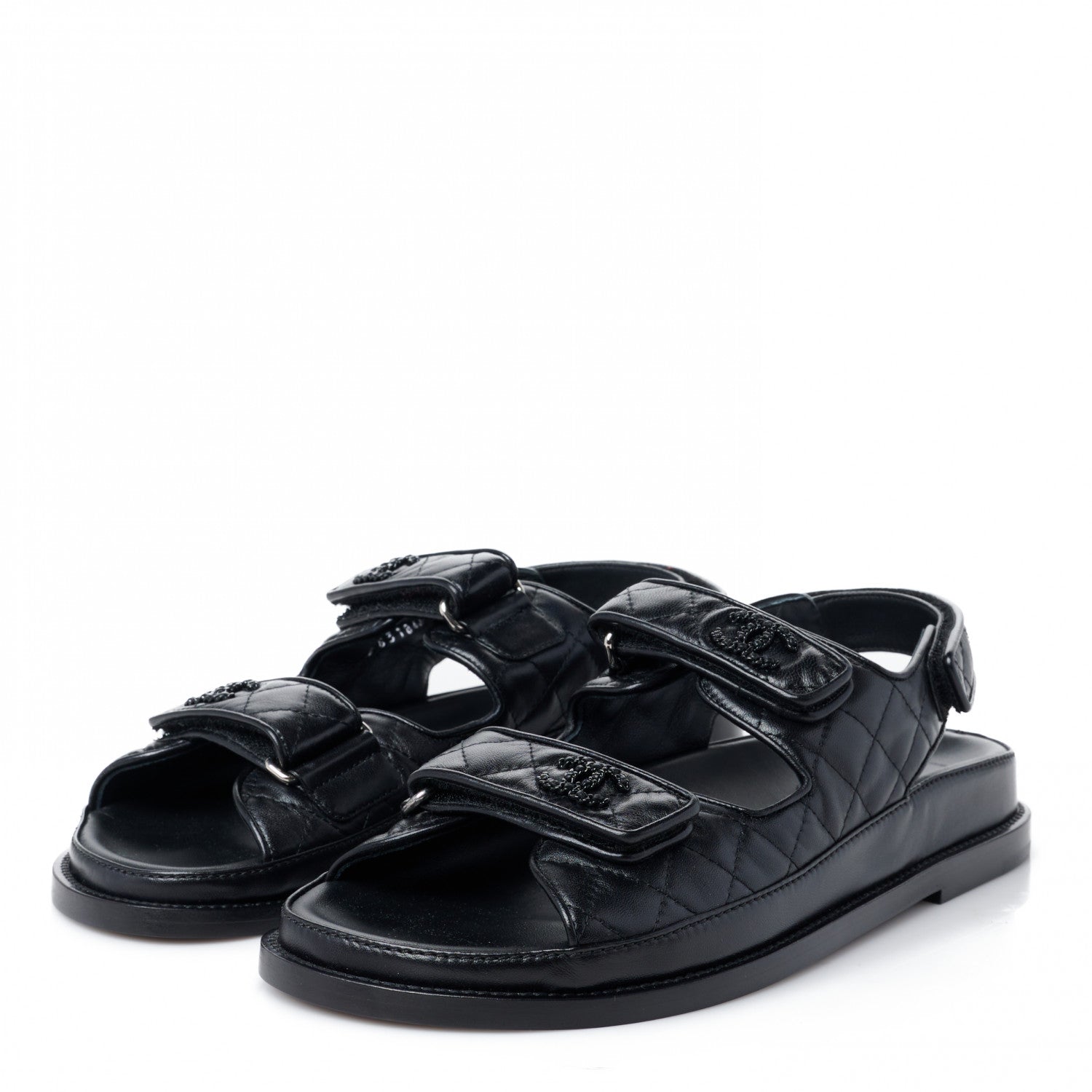 Chanel Lambskin Velcro Dad Sandals 39.5 Black 3 of 9