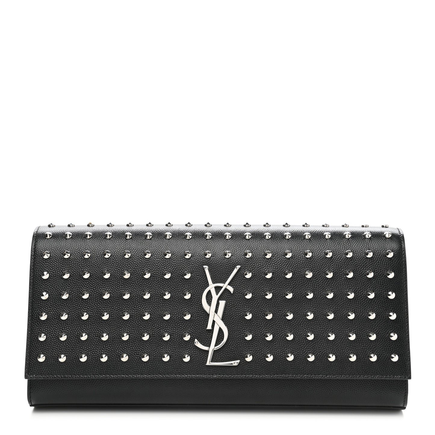 Grain De Poudre Classic Monogram Studded Clutch Black