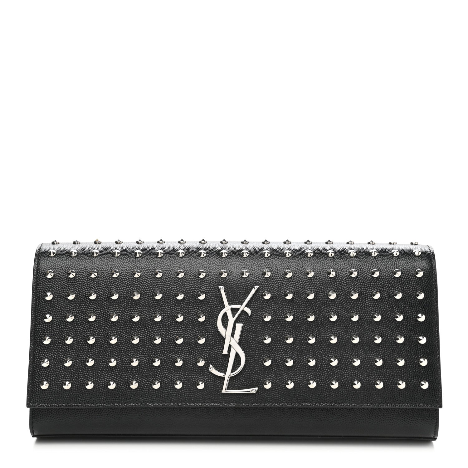 Saint Laurent Grain De Poudre Classic Monogram Studded Clutch Black 1 of 8