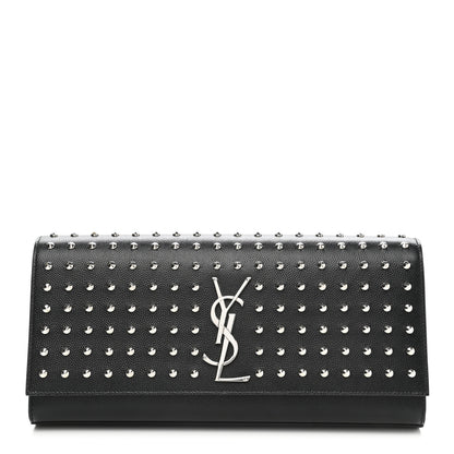 Saint Laurent Grain De Poudre Classic Monogram Studded Clutch Black 1 of 8