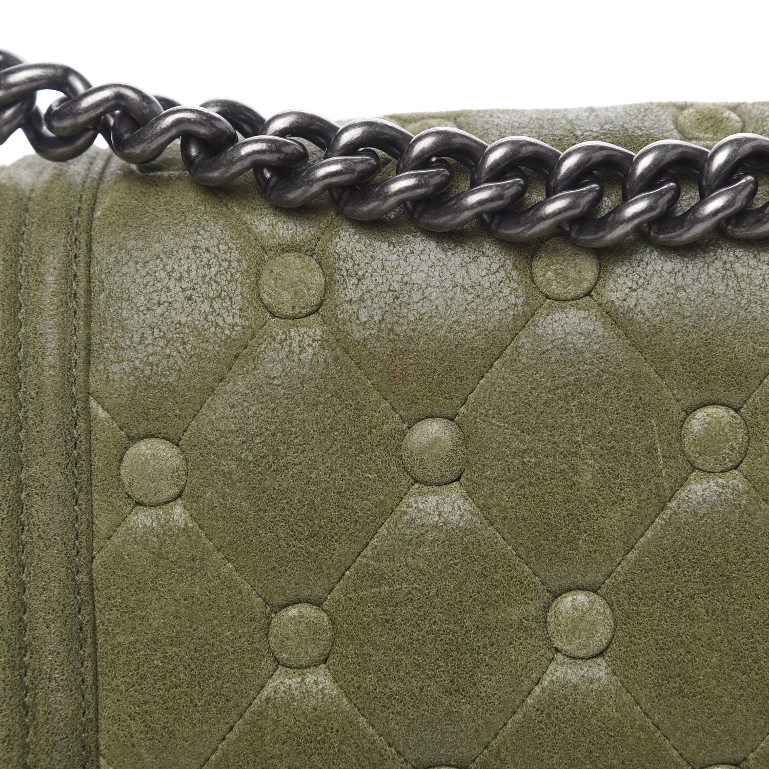 Chanel Goatskin Chesterfield Quilted Medium Celtic Boy Flap Green 12 of 15