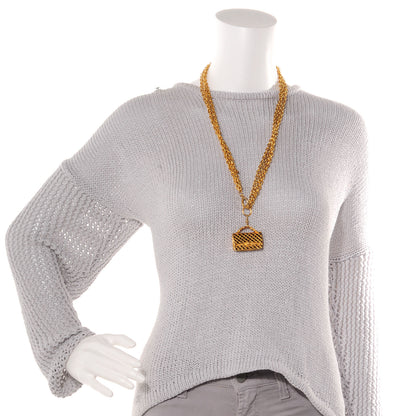 Chanel Classic Flap Pendant Necklace Gold 2 of 6