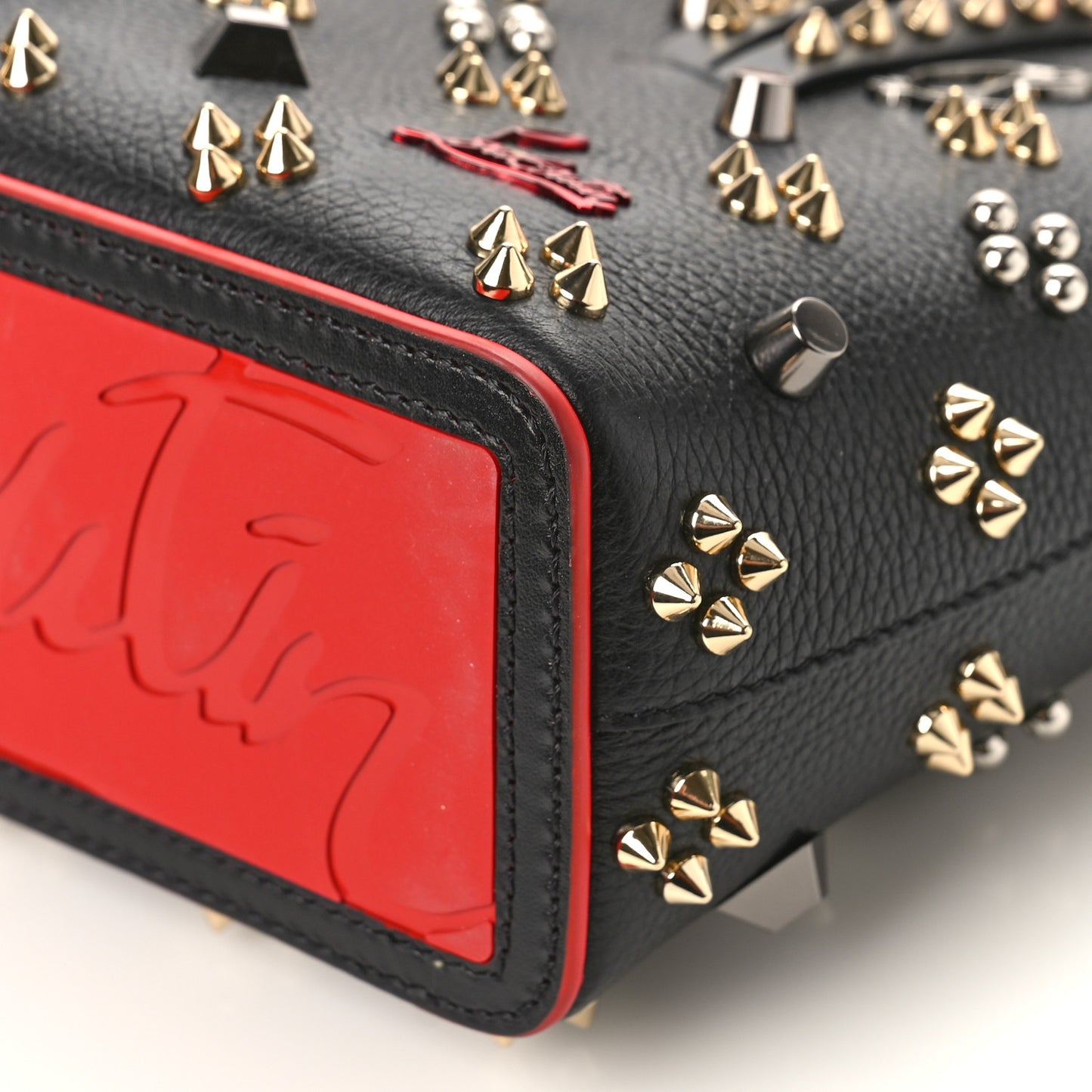 Calfskin Embellished Spikes Mini East West Cabata Tote Black