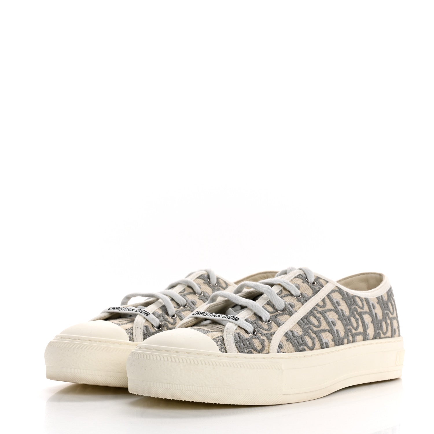 Christian Dior Canvas Oblique Walk'N'Dior Low Top Sneakers 40 Grey Stone 3 of 11