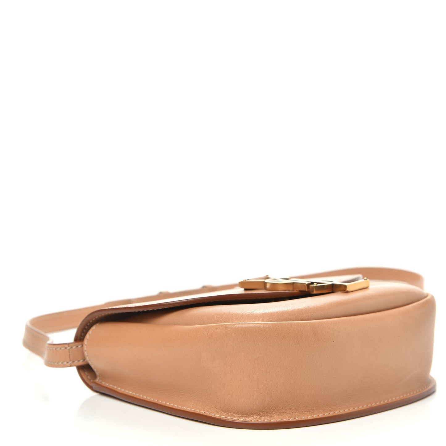 Smooth Vintage Calfskin Small Kaia Satchel Brown Gold
