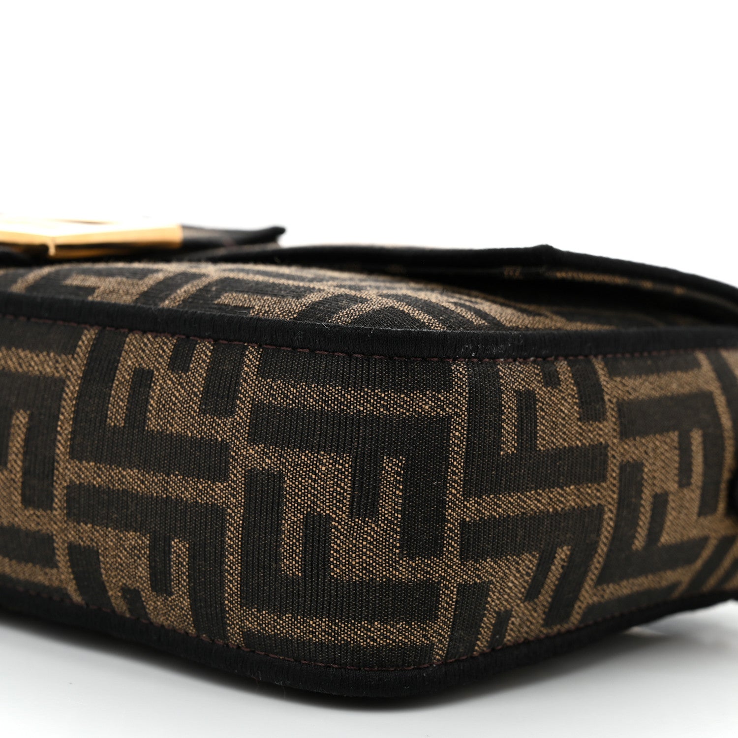 Fendi Fabric Jacquard FF 1974 Medium Baguette Tobacco Moro Black 10 of 11
