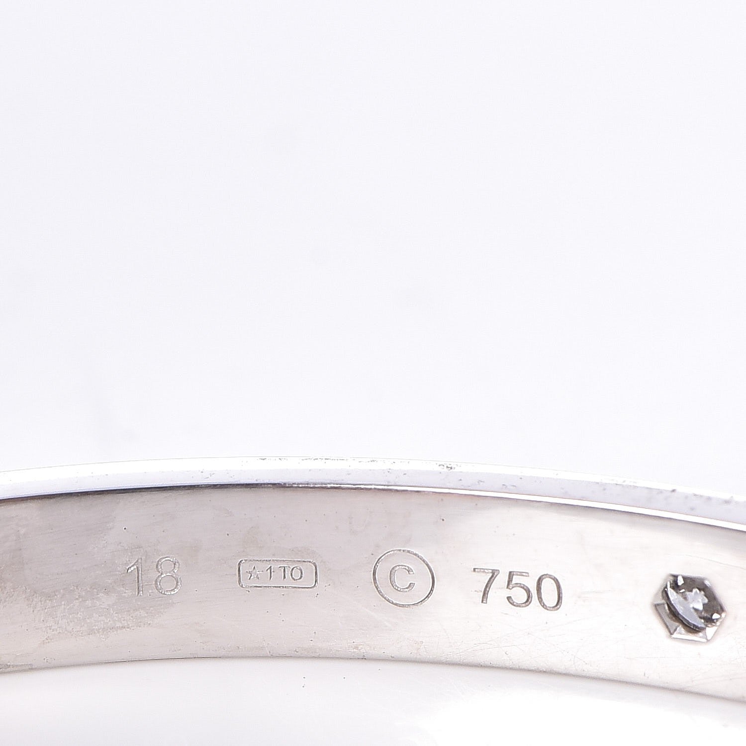 Cartier 18K White Gold 1 Diamond LOVE Cuff Bracelet 18 4 of 5
