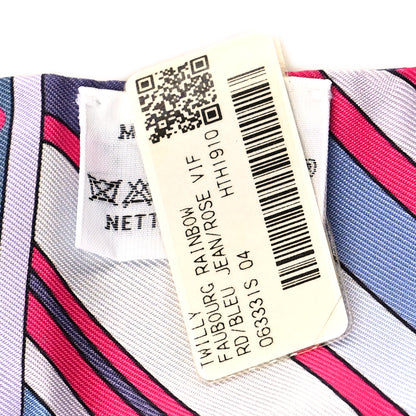 Hermes Silk Faubourg Rainbow Twilly Blue Jean Rose Vif 4 of 4
