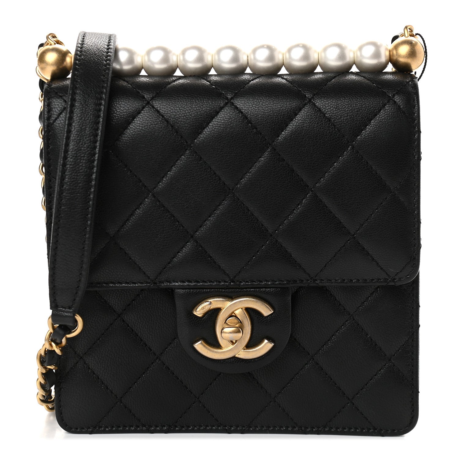 Chanel Goatskin Quilted Chic Pearls Flap Black 1 of 9