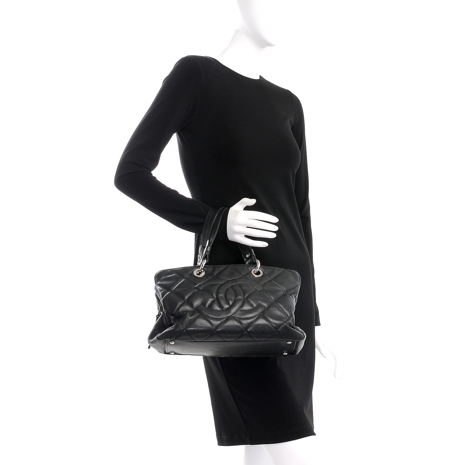 Chanel Soft Caviar Quilted CC Timeless Tote Black 2 of 9