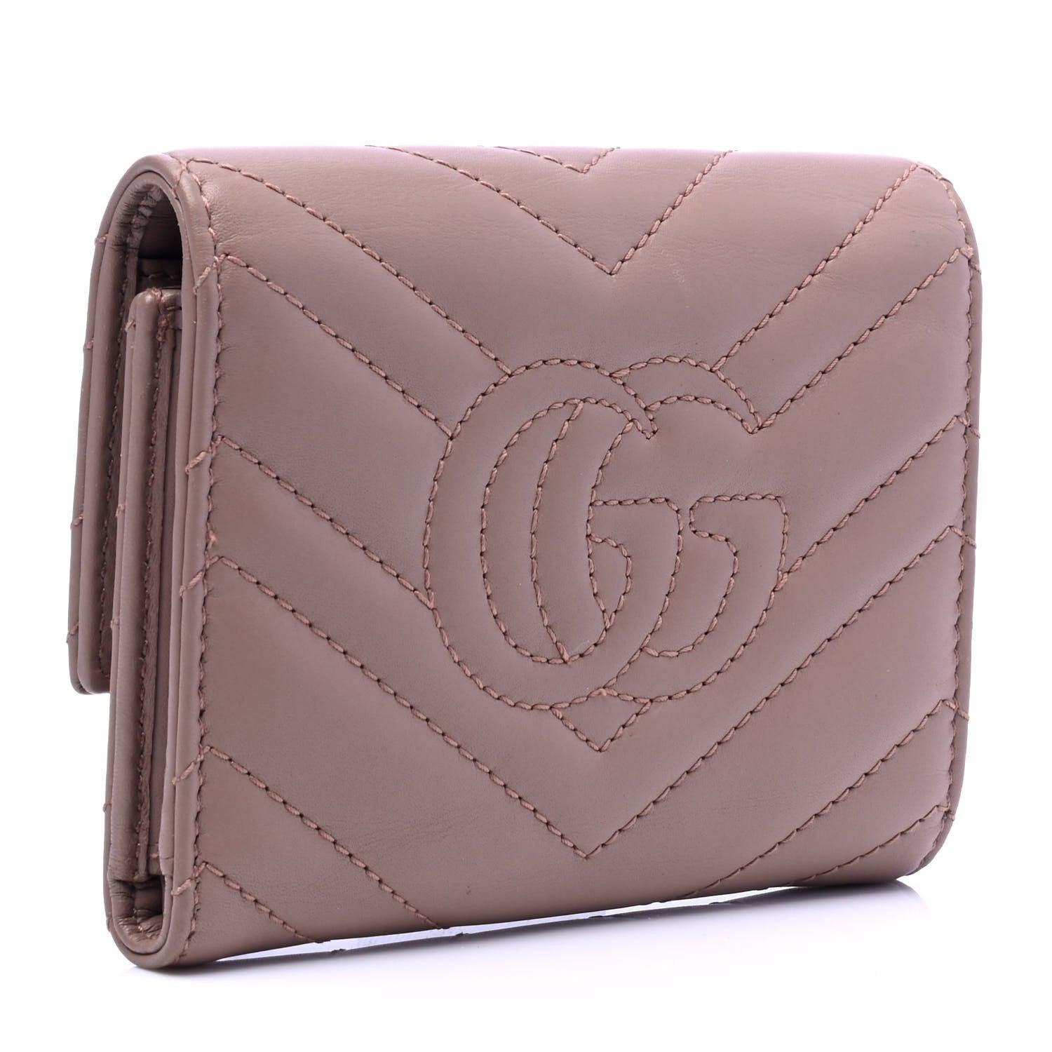 Gucci Calfskin Matelasse GG Marmont Wallet Porcelain Rose 2 of 4