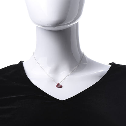 Tiffany Sterling Silver Rhodonite Elsa Peretti Open Heart Pendant Necklace 2 of 8