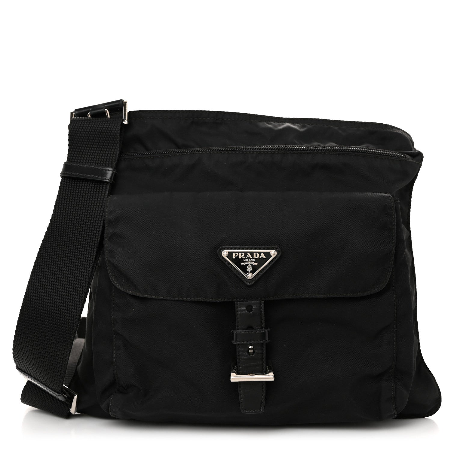 Prada Tessuto Nylon Messenger Bag Black 1 of 9