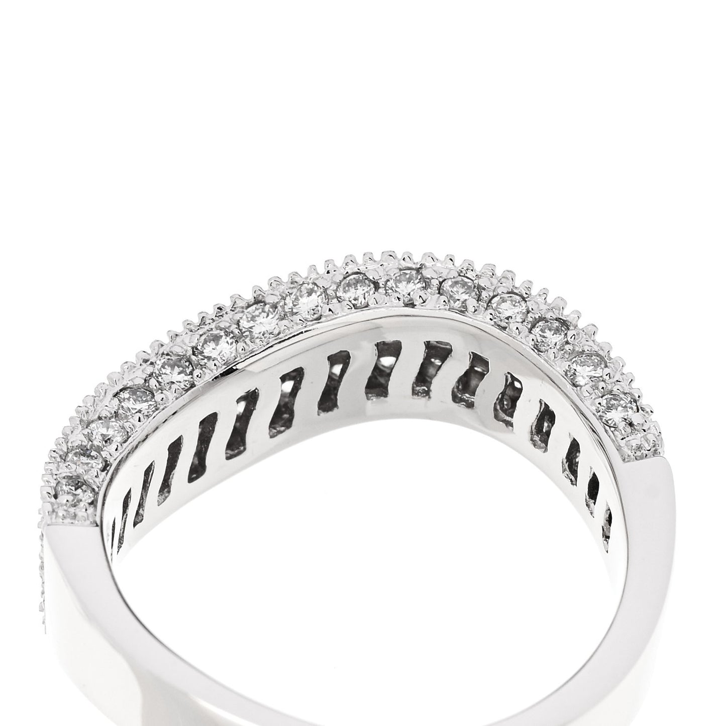 18K White Gold Diamond 1.21ctw Paved Curved Ring 54 6.75