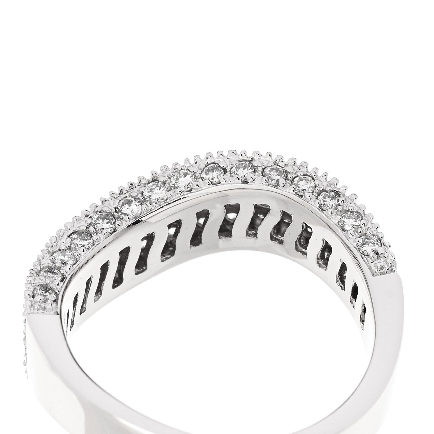 Parker & West by FASHIONPHILE 18K White Gold Diamond 1.21ctw Paved Curved Ring 54 6.75 7 of 10