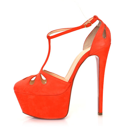 Christian Louboutin Suede Amyada 160 Platform Sandal 38.5 Orange 1 of 7