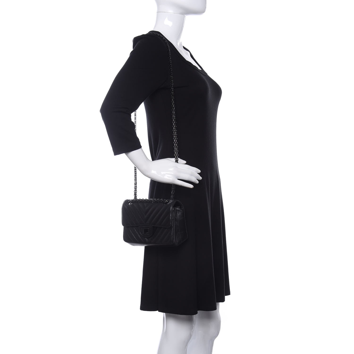 Chanel Aged Calfskin Chevron Quilted 2.55 Reissue Mini Flap So Black 2 of 11