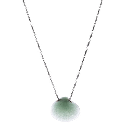 Tiffany Sterling Silver Green Aventurine Elsa Peretti Cat Island Isle Shell Pendant Necklace 1 of 8